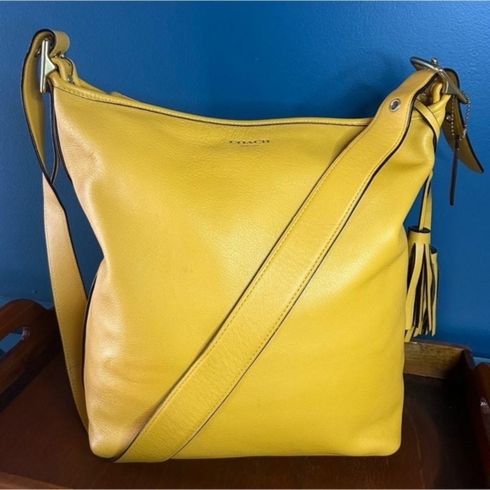 Coach Legacy Sunflower Yellow Duffel with Tassels 19889 EUC - Picture 3 of 15